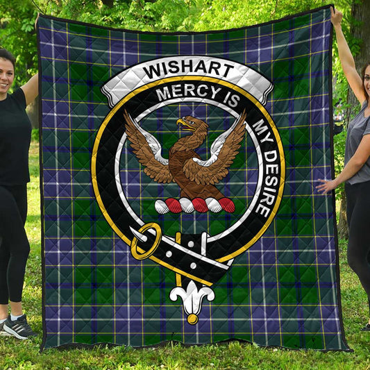 Wishart Hunting Modern Tartan Crest Quilt