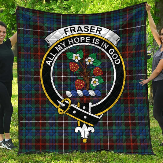 Fraser Hunting Ancient Tartan Crest Quilt