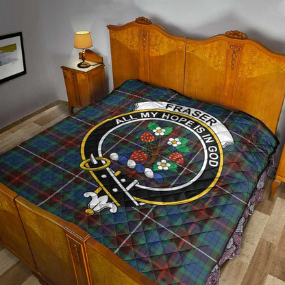 Fraser Hunting Ancient Tartan Crest Quilt