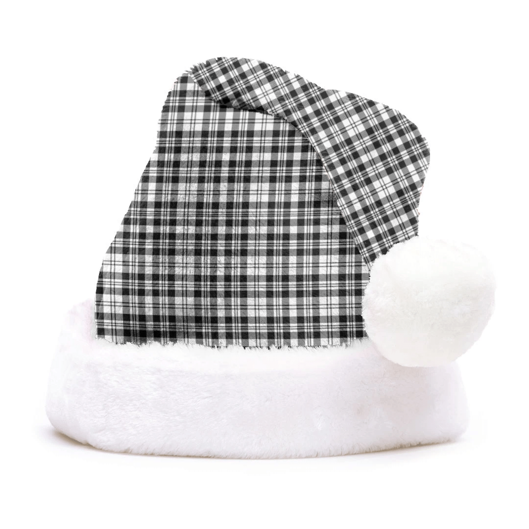 Scott Black & White Modern Tartan Plaid Christmas Hat