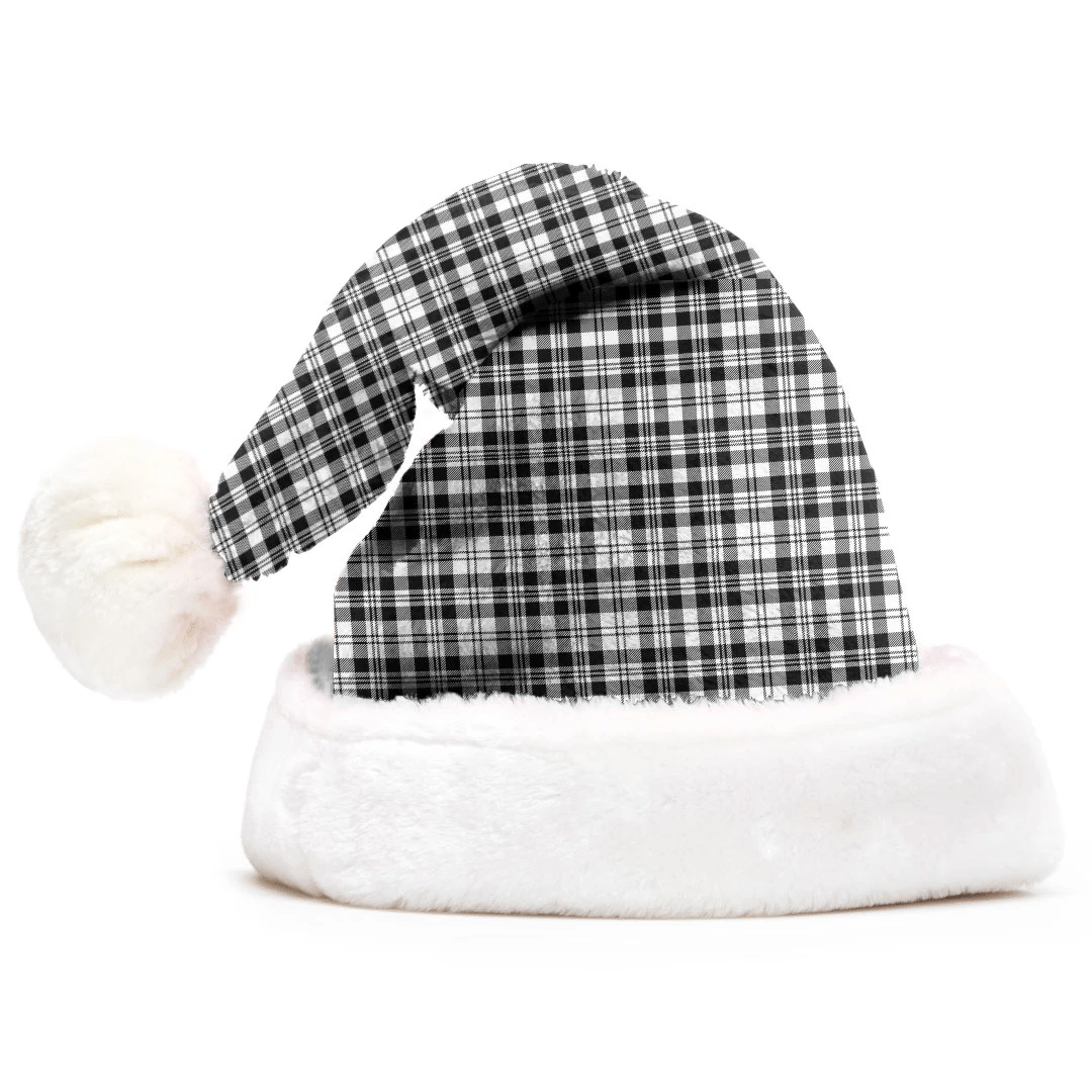 Scott Black & White Modern Tartan Plaid Christmas Hat