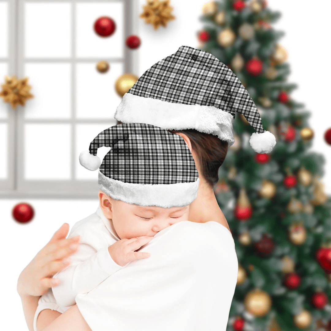 Scott Black & White Modern Tartan Plaid Christmas Hat