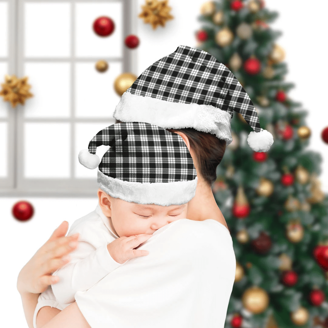 MacFarlane Black & White Ancient Tartan Plaid Christmas Hat
