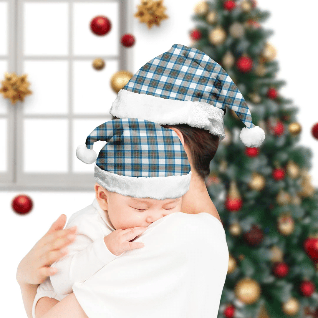 Stewart Muted Blue Tartan Plaid Christmas Hat