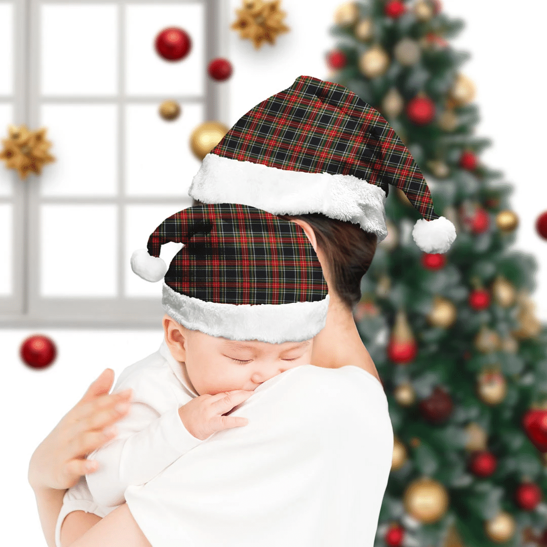 Stewart Black Tartan Plaid Christmas Hat