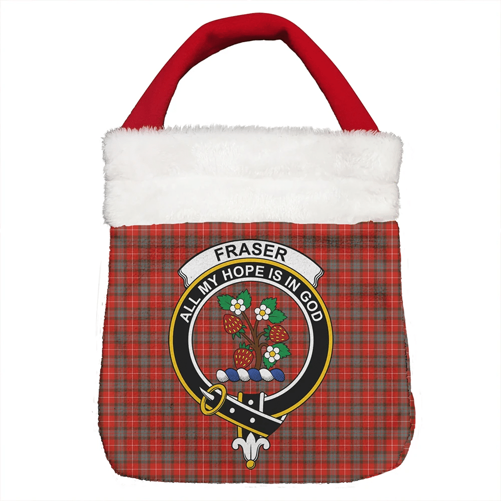 Fraser Weathered Tartan Crest Christmas Gift Bag