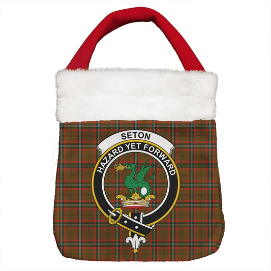 Seton Hunting Modern Tartan Crest Christmas Gift Bag