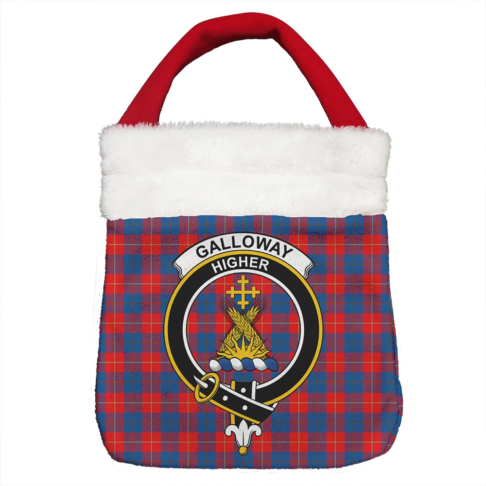 Galloway Red Tartan Crest Christmas Gift Bag