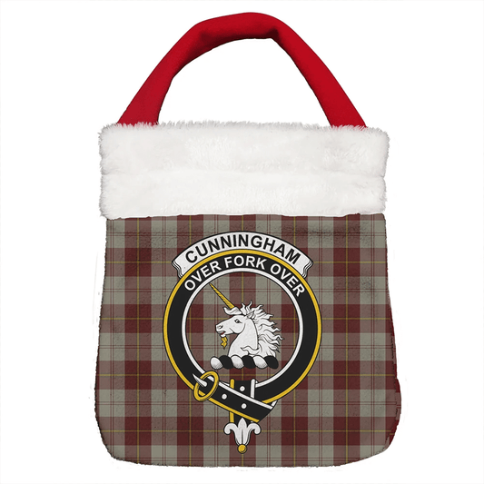 Cunningham Burgundy Dancers Tartan Crest Christmas Gift Bag