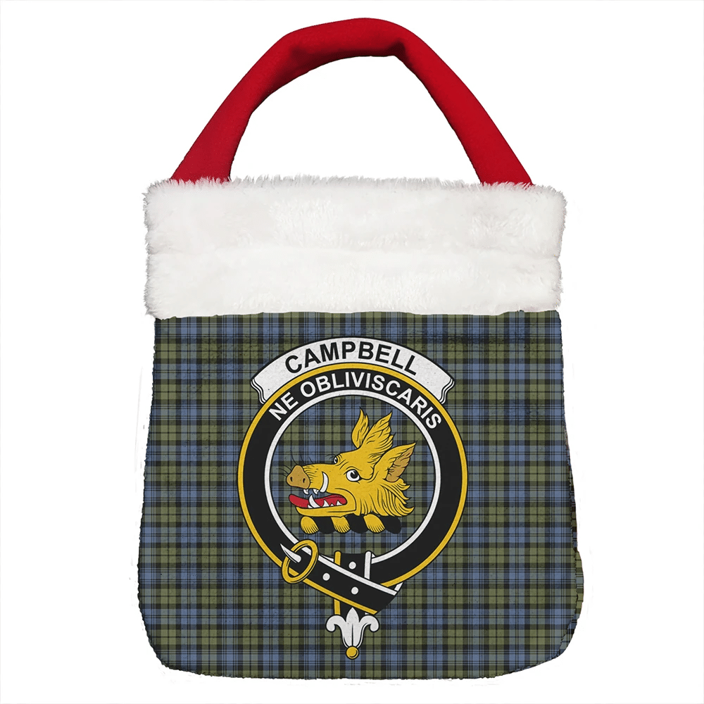 Campbell Faded Tartan Crest Christmas Gift Bag