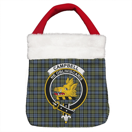 Campbell Faded Tartan Crest Christmas Gift Bag