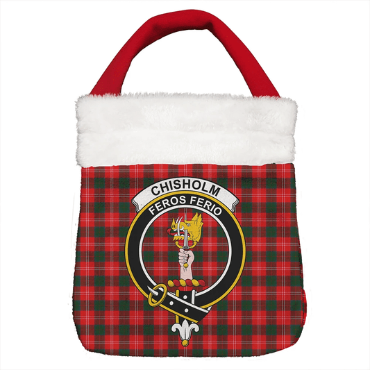 Chisholm Modern Tartan Crest Christmas Gift Bag