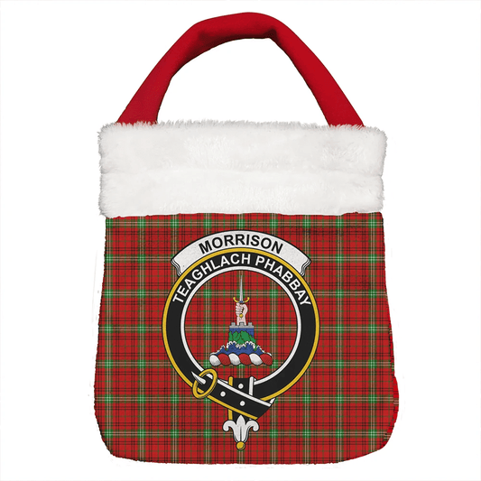 Morrison Red Modern Tartan Crest Christmas Gift Bag