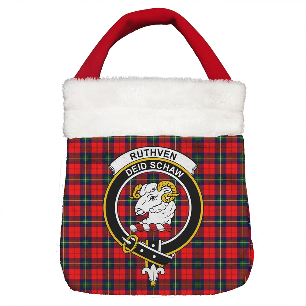 Ruthven Modern Tartan Crest Christmas Gift Bag