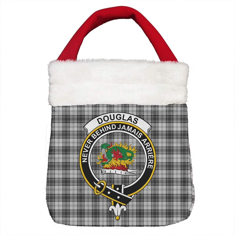 Douglas Grey Modern Tartan Crest Christmas Gift Bag