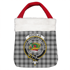 Douglas Grey Modern Tartan Crest Christmas Gift Bag