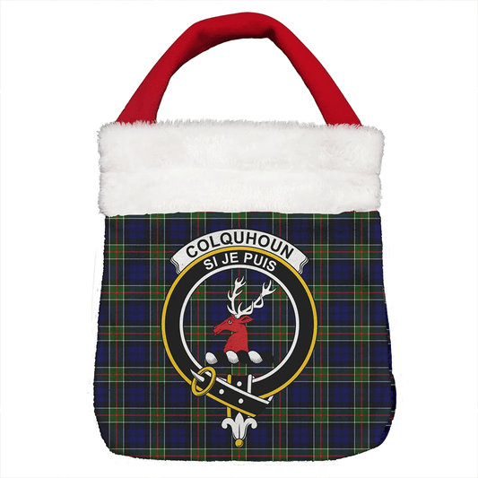 Colquhoun Modern Tartan Crest Christmas Gift Bag