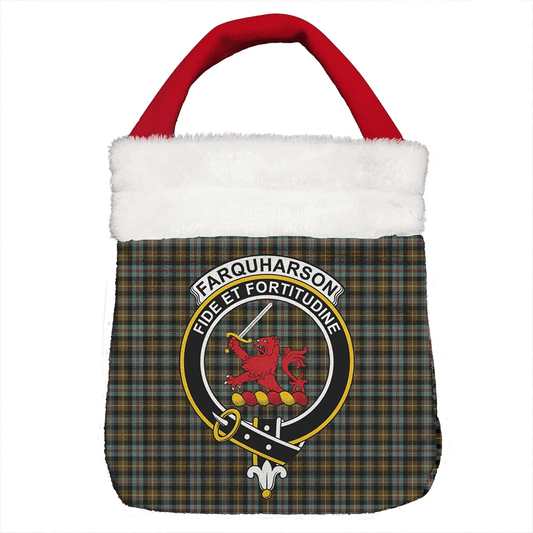 Farquharson Weathered Tartan Crest Christmas Gift Bag