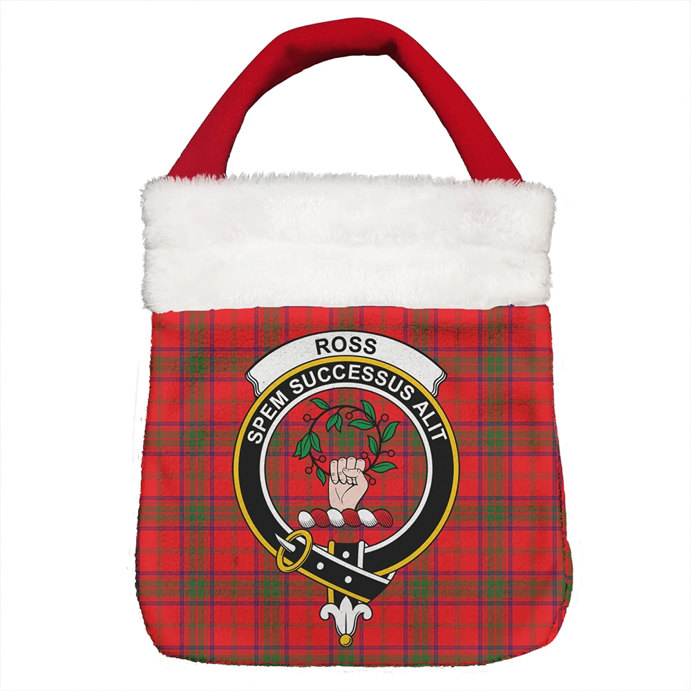 Ross Modern Tartan Crest Christmas Gift Bag