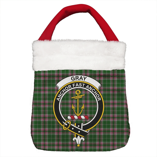 Gray Hunting Tartan Crest Christmas Gift Bag