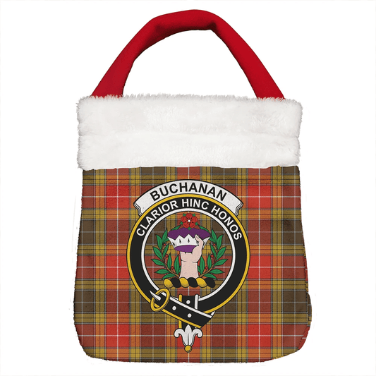 Buchanan Old Set Weathered Tartan Crest Christmas Gift Bag