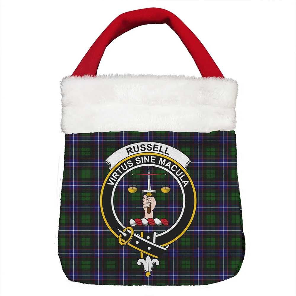 Russell Modern Tartan Crest Christmas Gift Bag