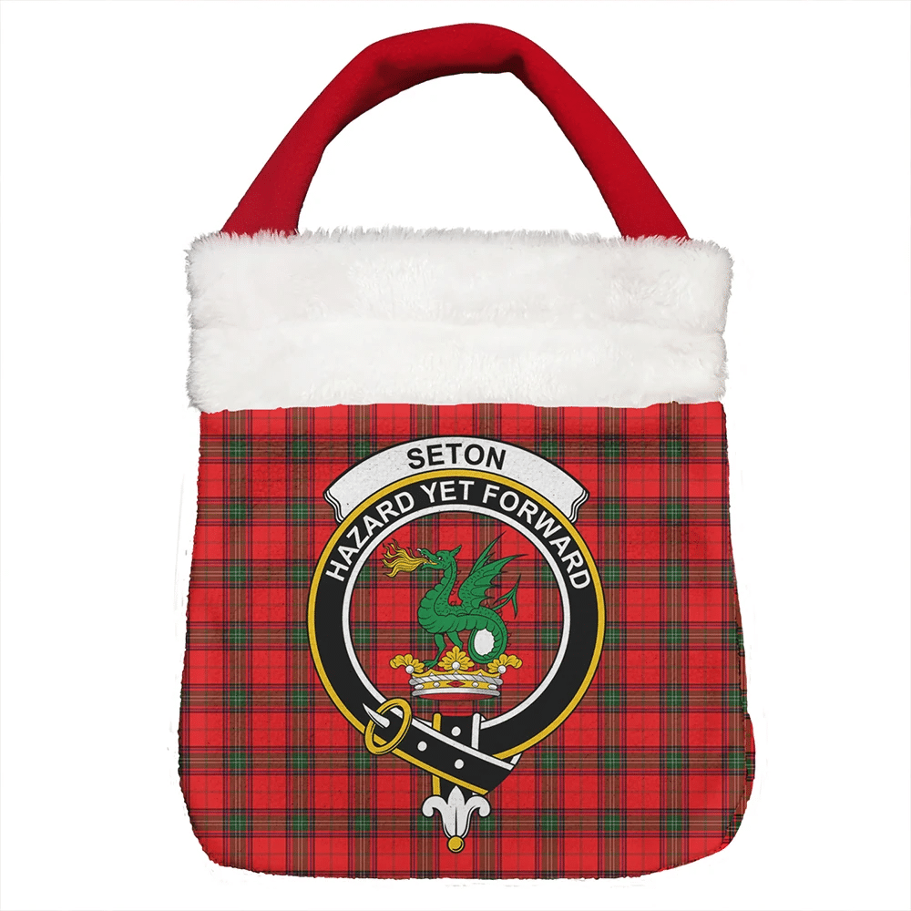 Seton Modern Tartan Crest Christmas Gift Bag