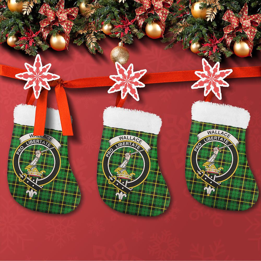 Wallace Hunting - Green Tartan Classic Crest Christmas Sock