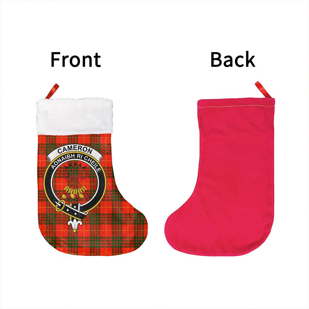 Cameron Modern Tartan Classic Crest Christmas Sock