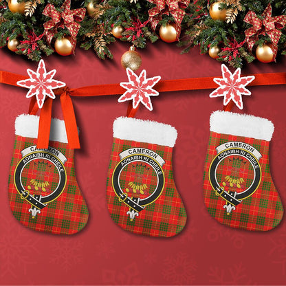 Cameron Modern Tartan Classic Crest Christmas Sock