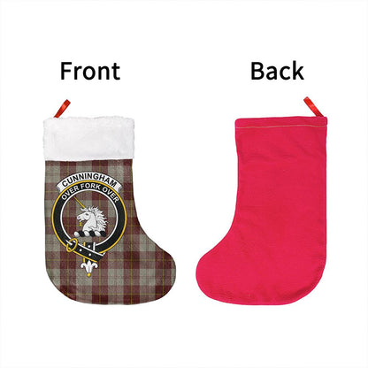 Cunningham Burgundy Dancers Tartan Classic Crest Christmas Sock