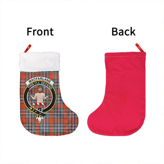 MacFarlane Ancient Tartan Classic Crest Christmas Sock