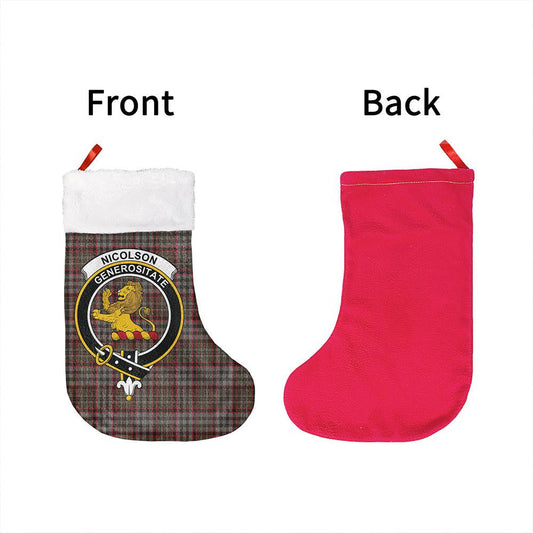 Nicolson Hunting Weathered Tartan Classic Crest Christmas Sock