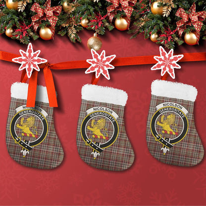 Nicolson Hunting Weathered Tartan Classic Crest Christmas Sock