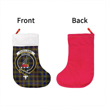 Clelland Modern Tartan Classic Crest Christmas Sock