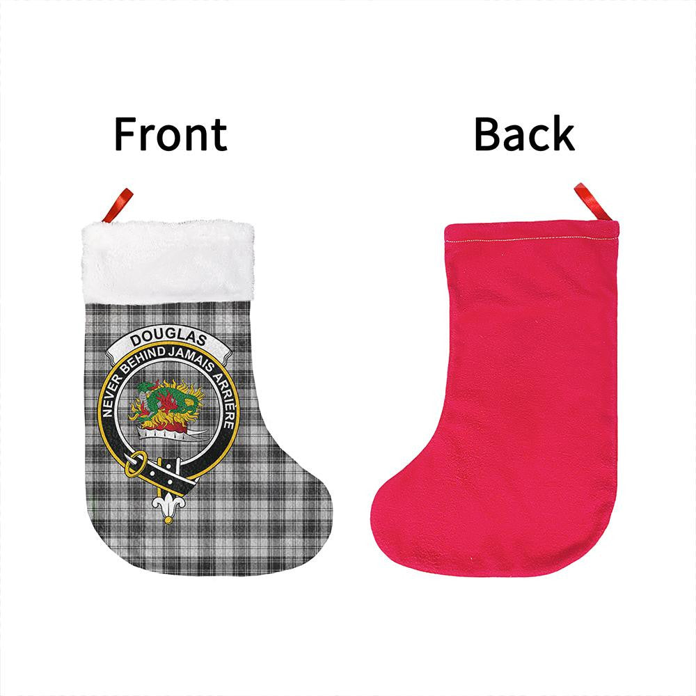 Douglas Grey Modern Tartan Classic Crest Christmas Sock