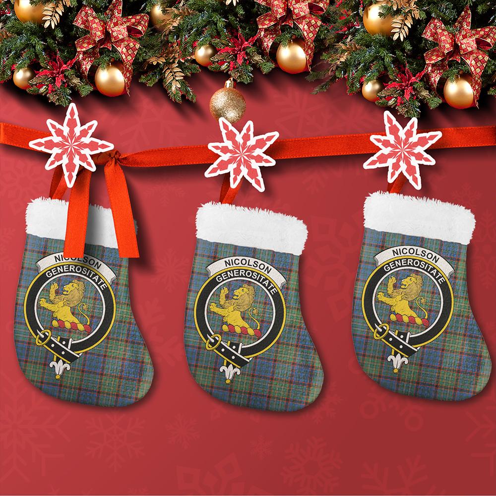 Nicolson Hunting Ancient Tartan Classic Crest Christmas Sock