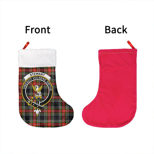 Stewart Black Tartan Classic Crest Christmas Sock