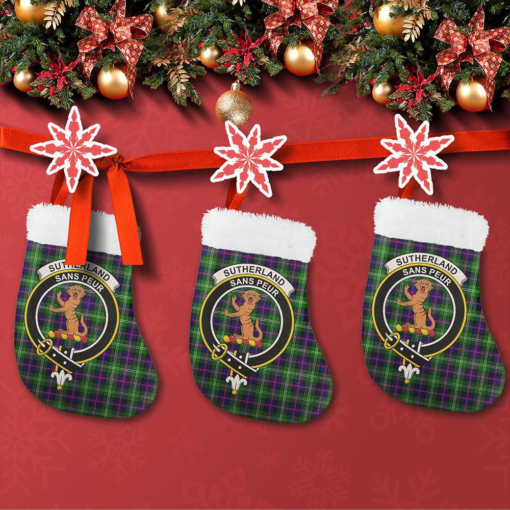 Sutherland Modern Tartan Classic Crest Christmas Sock