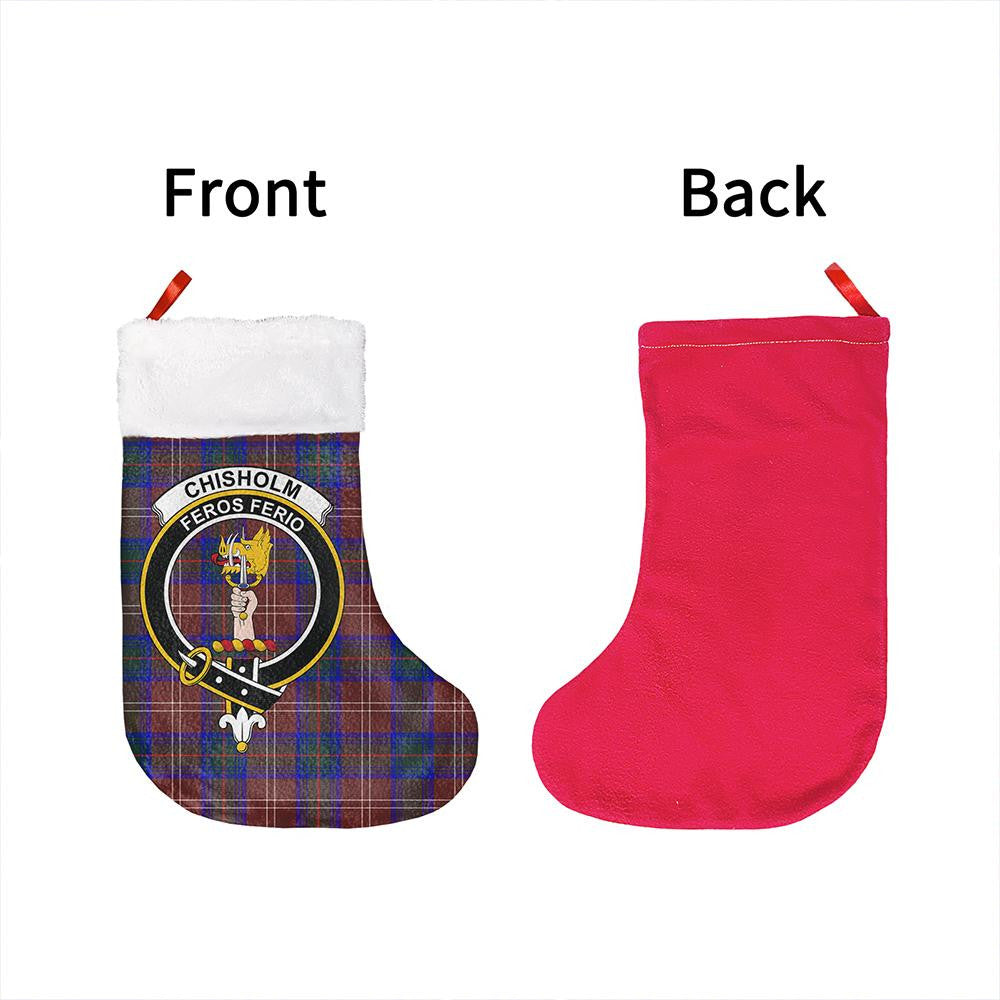 Chisholm Hunting Modern Tartan Classic Crest Christmas Sock