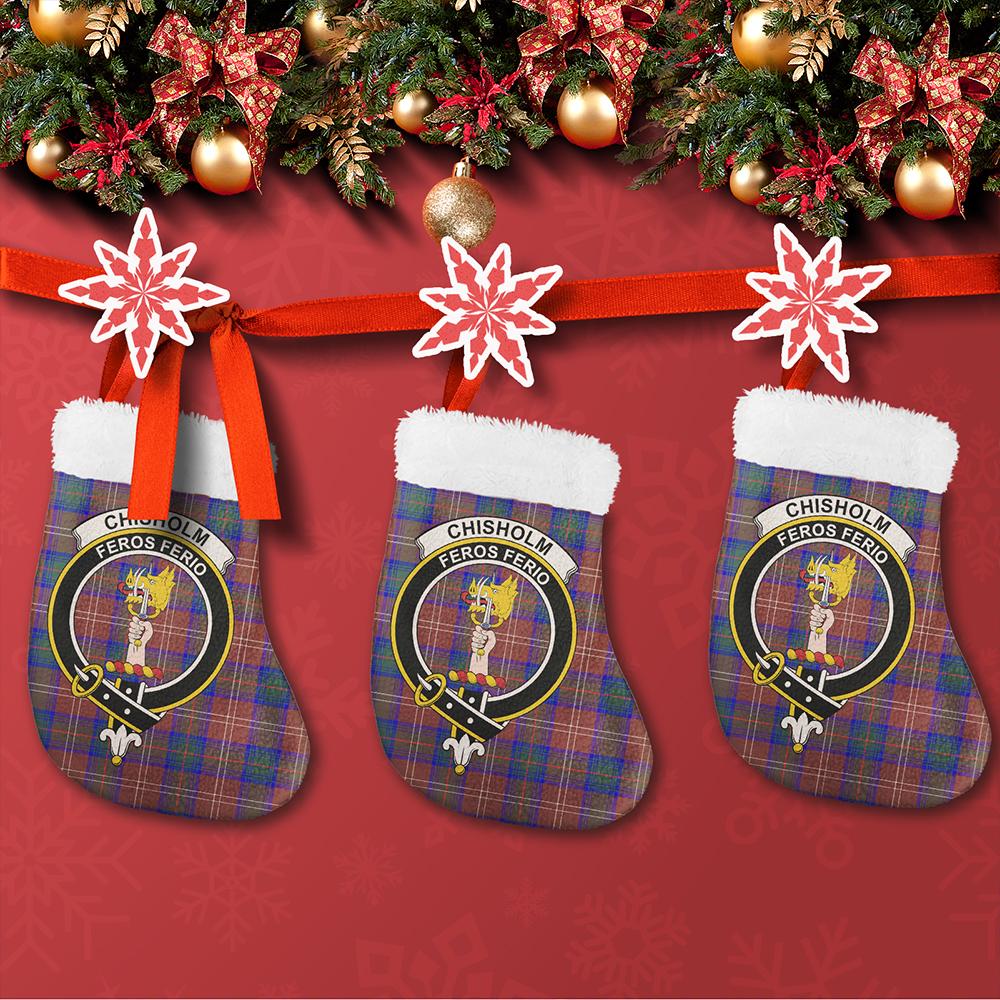 Chisholm Hunting Modern Tartan Classic Crest Christmas Sock