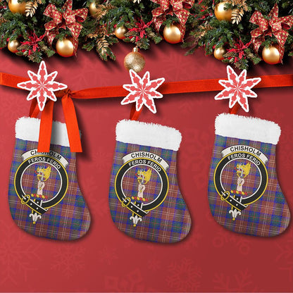 Chisholm Hunting Modern Tartan Classic Crest Christmas Sock