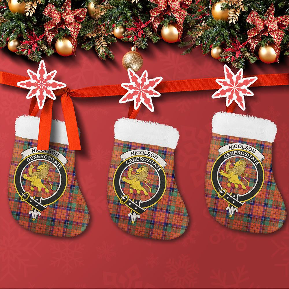 Nicolson Ancient Tartan Classic Crest Christmas Sock