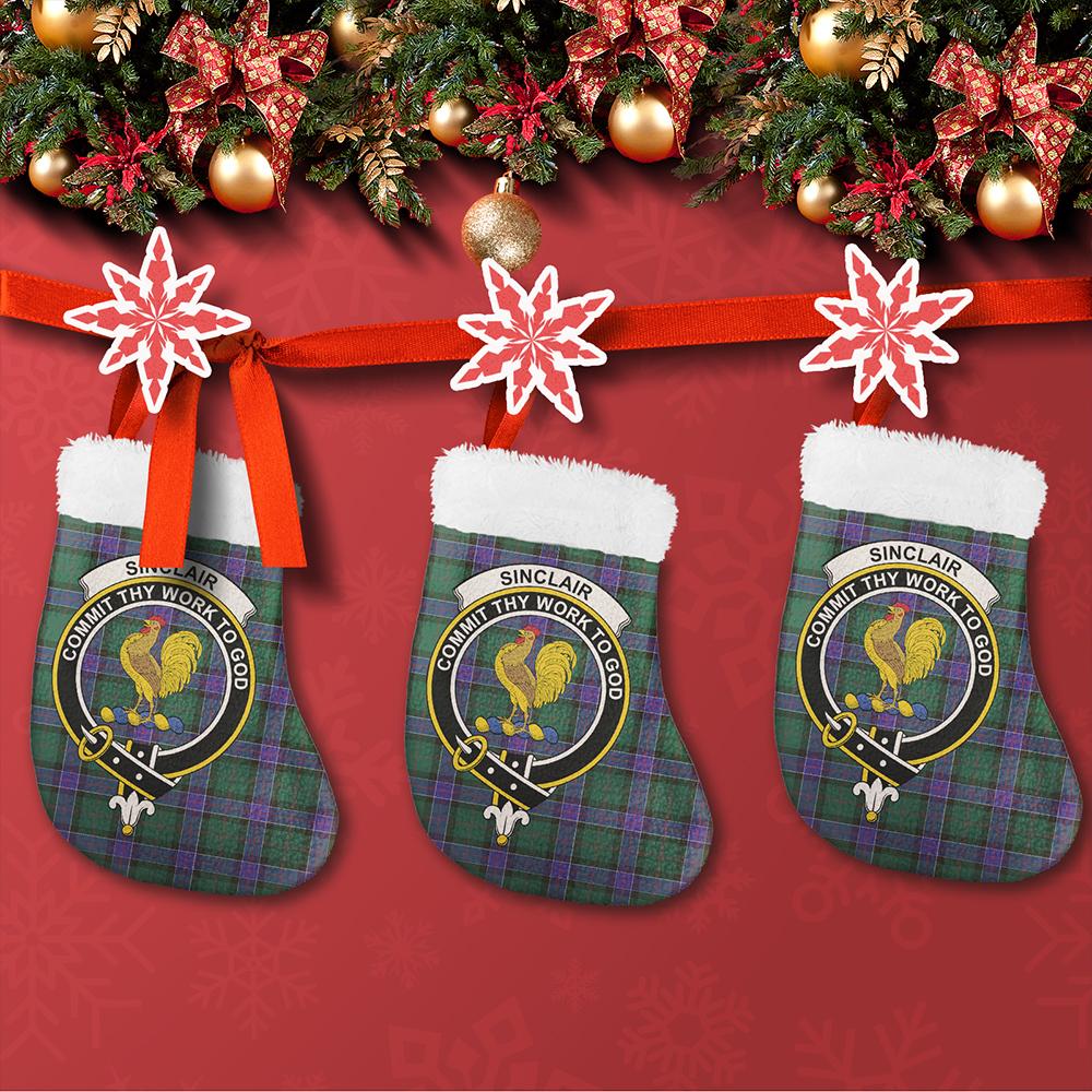 Sinclair Hunting Modern Tartan Classic Crest Christmas Sock