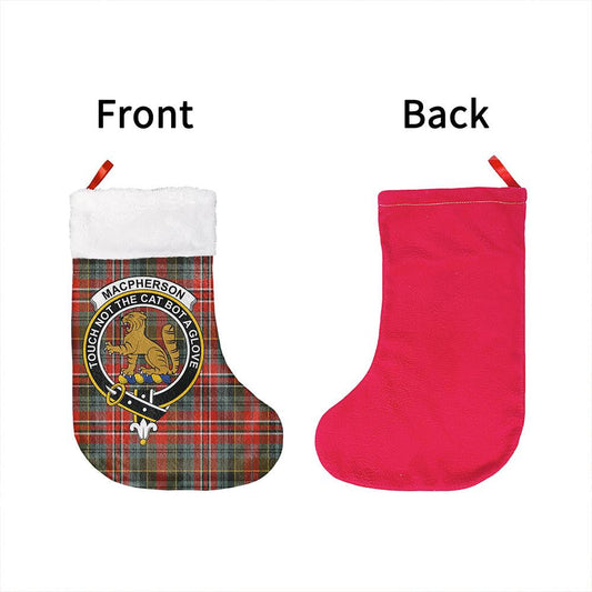 MacPherson Weathered Tartan Classic Crest Christmas Sock