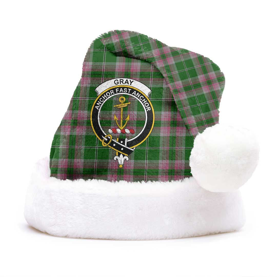 Gray Tartan Crest Christmas Hat