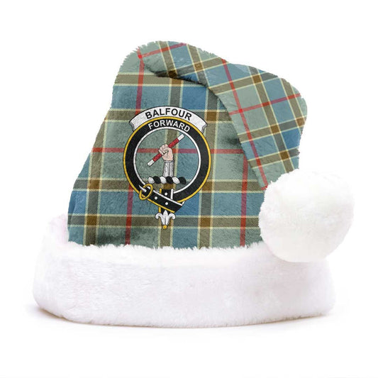 Balfour Blue Tartan Crest Christmas Hat