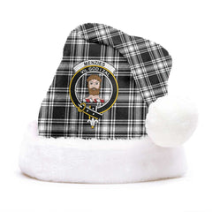 Menzies Black & White Modern Tartan Crest Christmas Hat