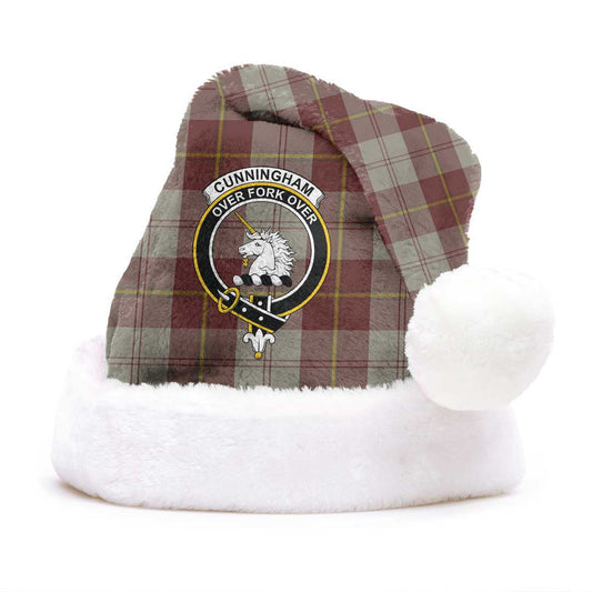 Cunningham Burgundy Dancers Tartan Crest Christmas Hat