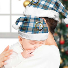 Stewart Muted Blue Tartan Crest Christmas Hat